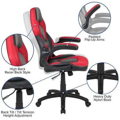 Flash Furniture - 2 Piece Racing Chair And Gaming Desk Set - Black / Red