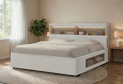 Sadie - King Bed With Storage - Beige