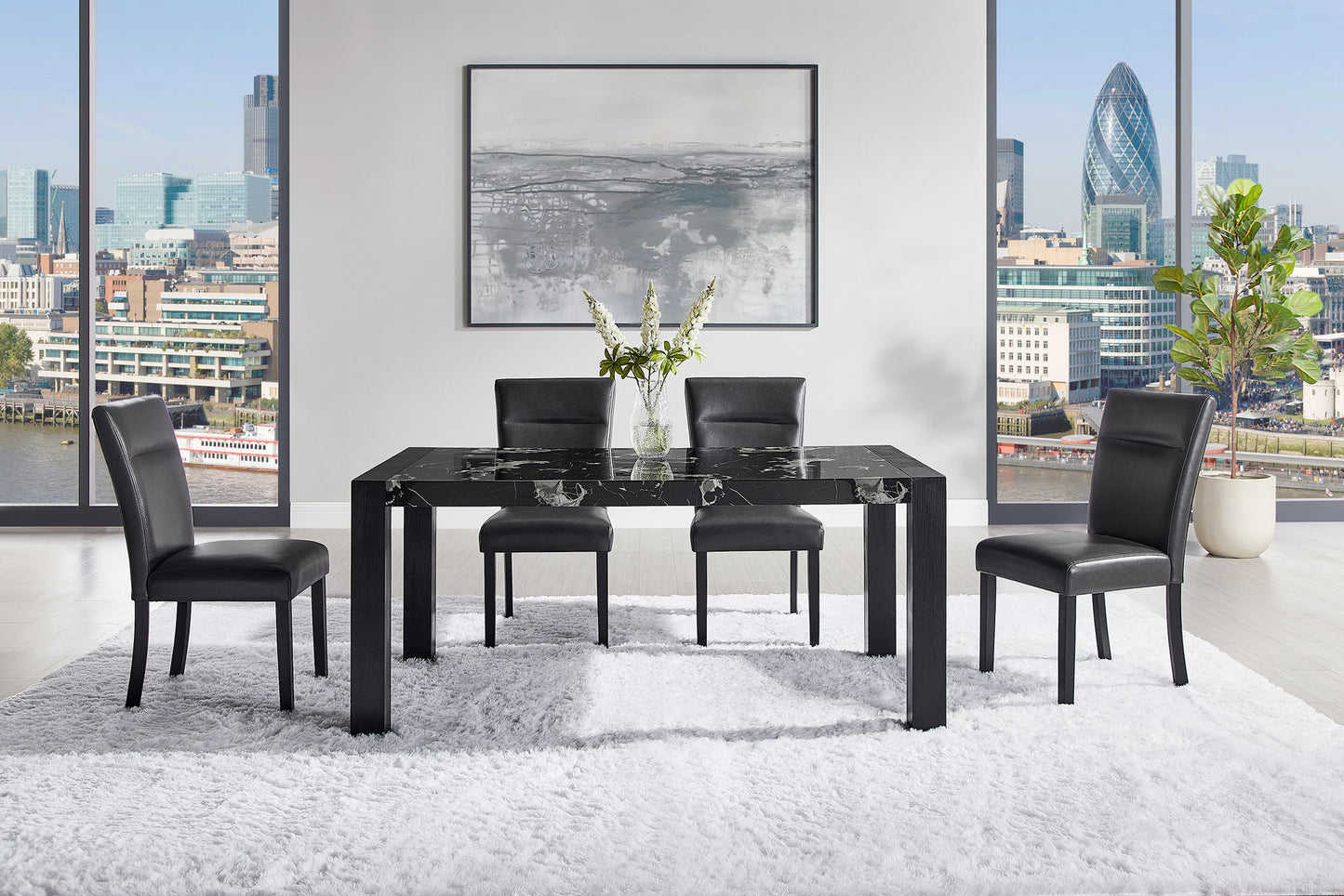 5 Piece Dining Room Set (D4088DT Dining Table With Four D87DC Dining Chair) - Black