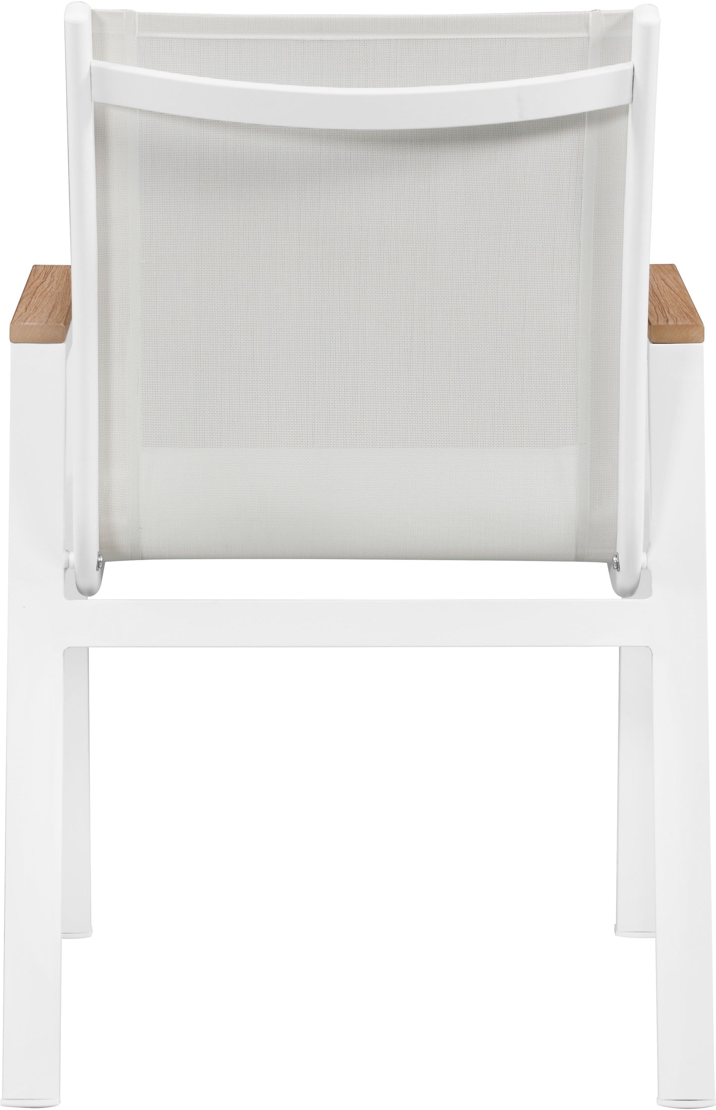 Nizuc - Outdoor Patio Dining Arm Chair With White Frame And Natural Arms (Set of 2)