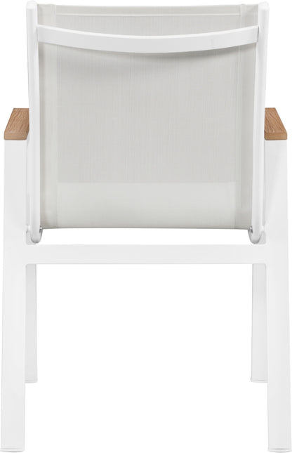 Nizuc - Outdoor Patio Dining Arm Chair With White Frame And Natural Arms (Set of 2)