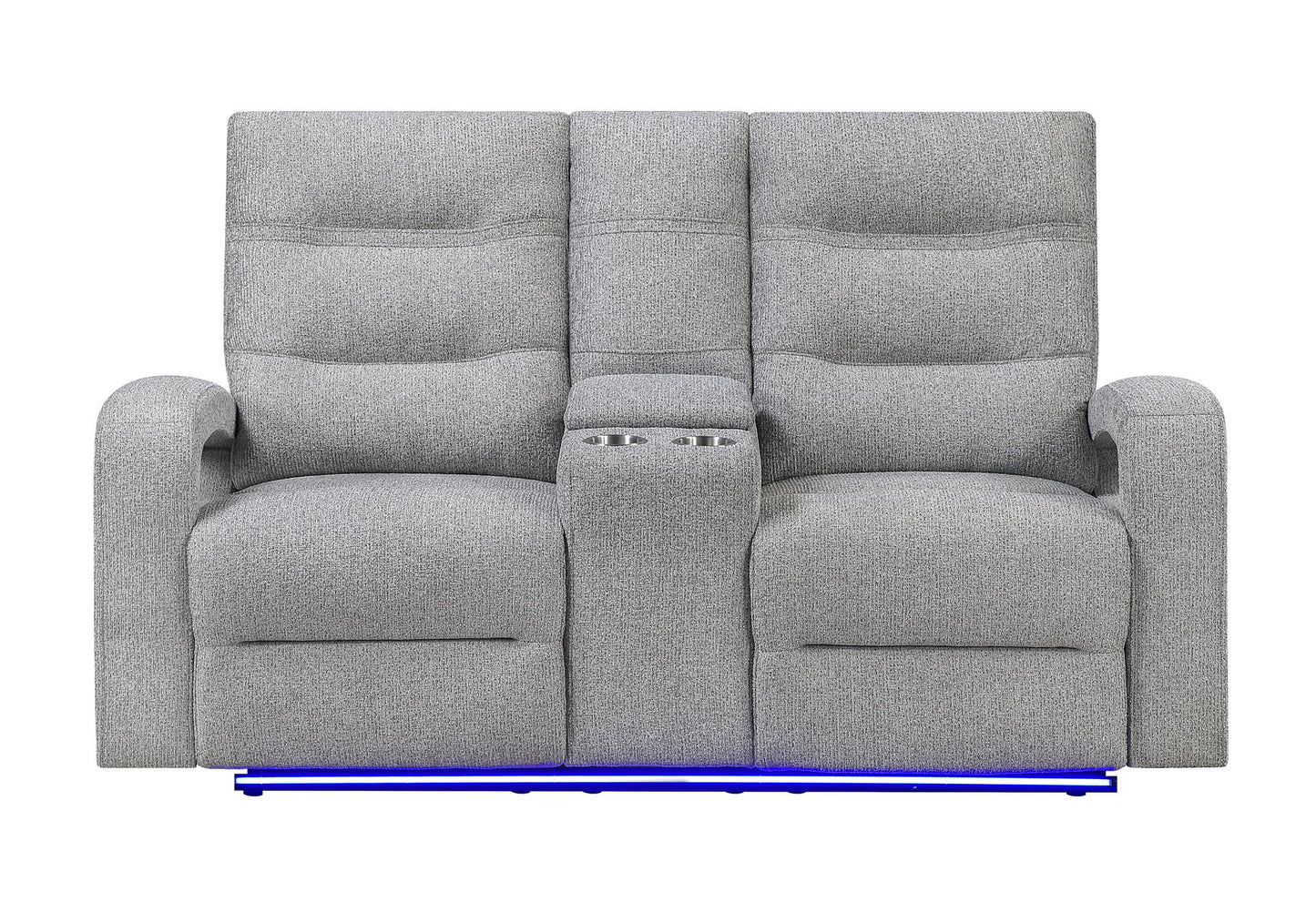 U6611 - Power Console Reclining Loveseat With LED - Dark Gray