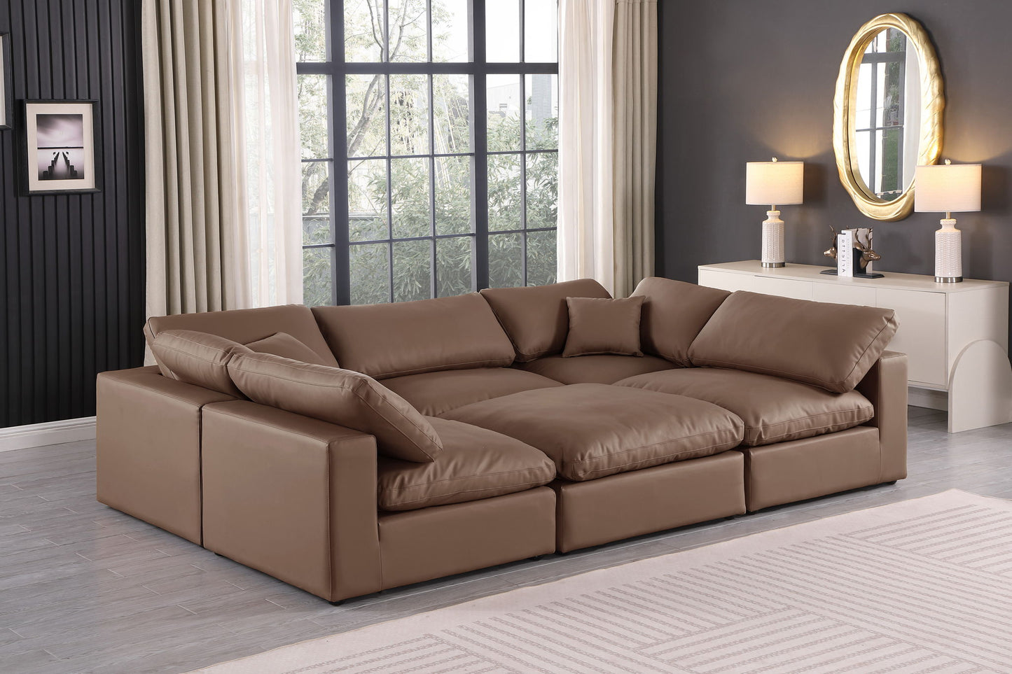 Comfy - 6 Piece Faux Leather Sectional
