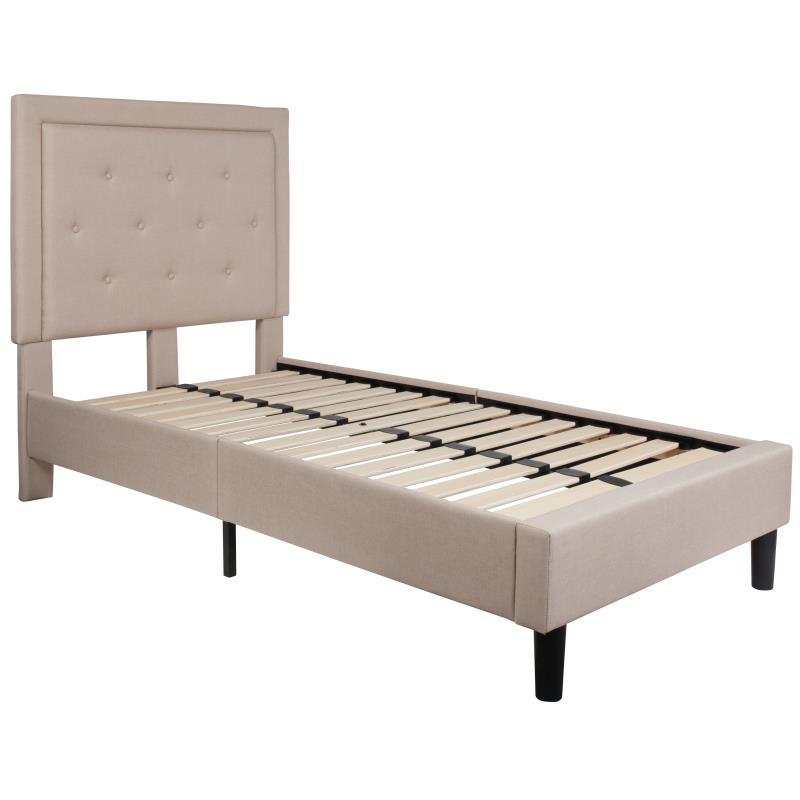 Flash Furniture - Twin Size Roxbury Platform Bed Frame - Beige