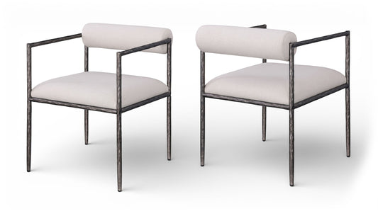 Axis - Linen Textured Beige Fabric Upholstered Dining Chair (Set of 2)