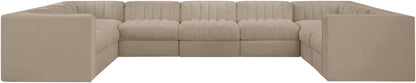 Rummi - Velvet Performance Fabric Upholstered 9 Piece Modular Sectional