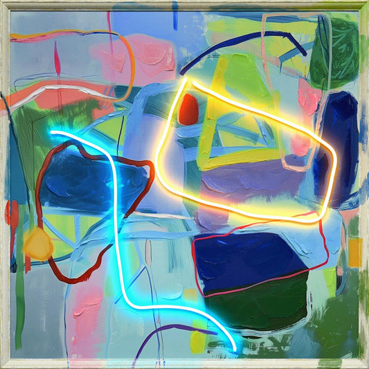 Luminous Flux - 33" x 33" Framed Wall Art - Blue