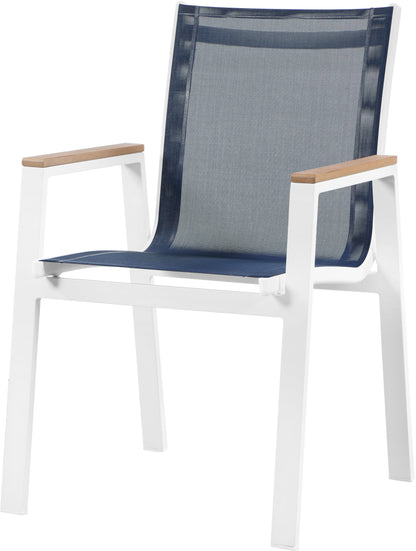 Nizuc - Outdoor Patio Dining Arm Chair With White Frame And Natural Arms (Set of 2)