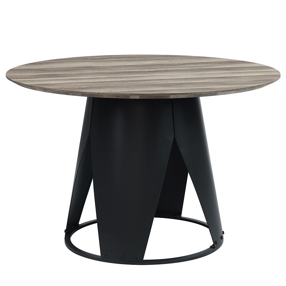 Zudora - Round Dining Table - Antique Oak & Black