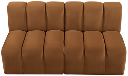 Arc - Velvet 2 Pieces Modular Sofa - Saddle