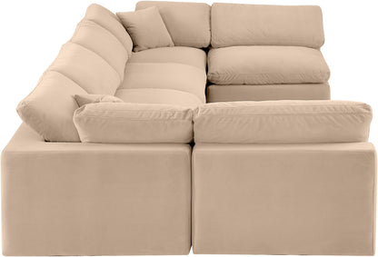 Comfy - 6 Piece Velvet Modular Armless Sectional