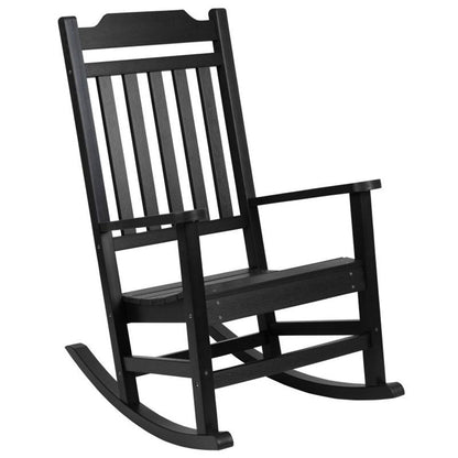 Flash Furniture - All Weather Rocking Chairs (Set of 2) With Side Table - Black