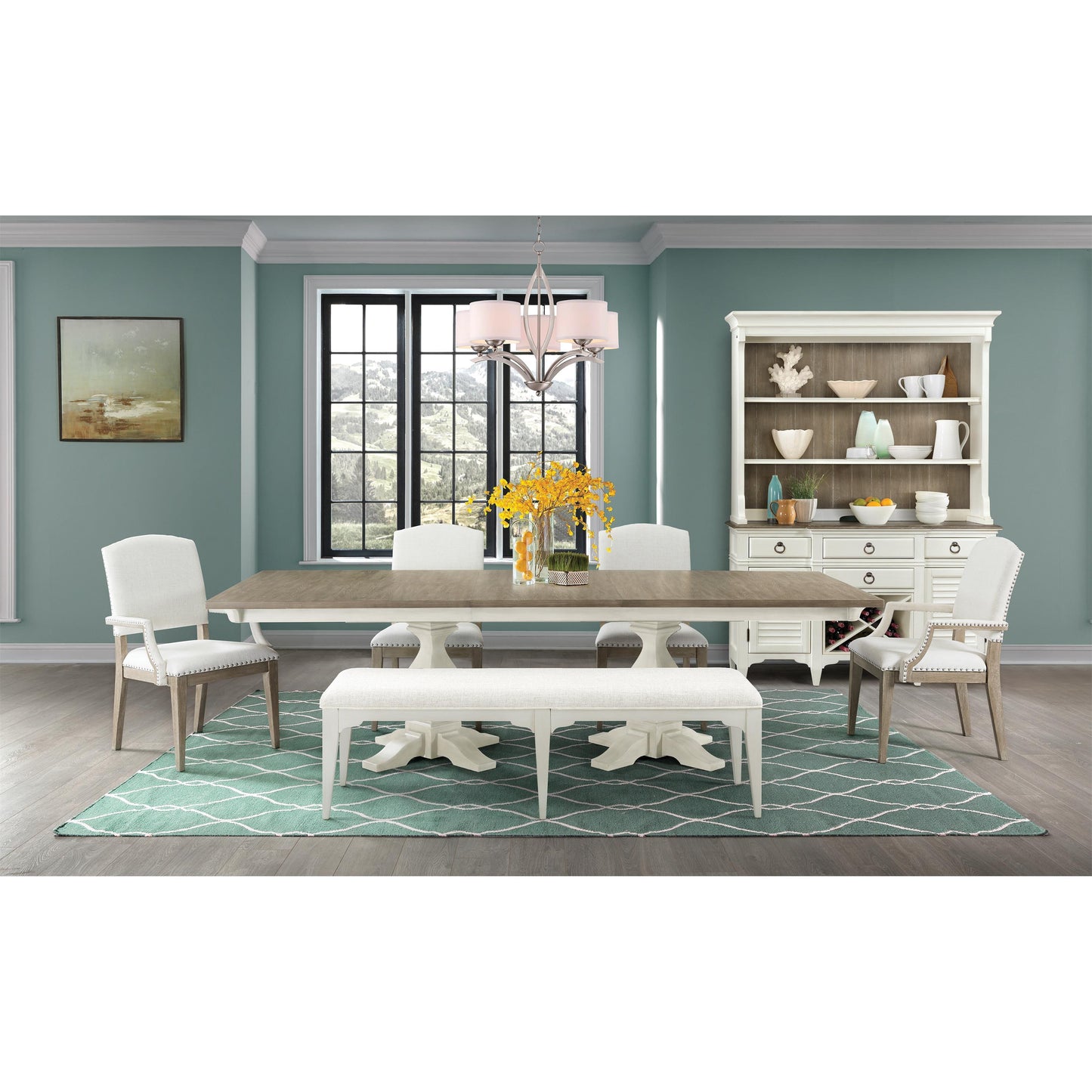 Myra - Double Pedestal Dining Table - Paperwhite