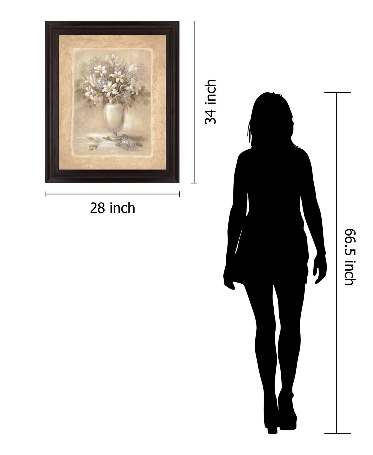Ivory Blossom Vase - 28" x 34" Framed Wall Art - Beige
