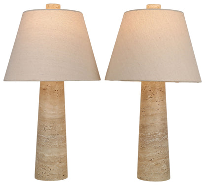 Strata Poise - 24 X 13 - Travertine Accent Lamp (Set of 2) - Natural Travertine Stone