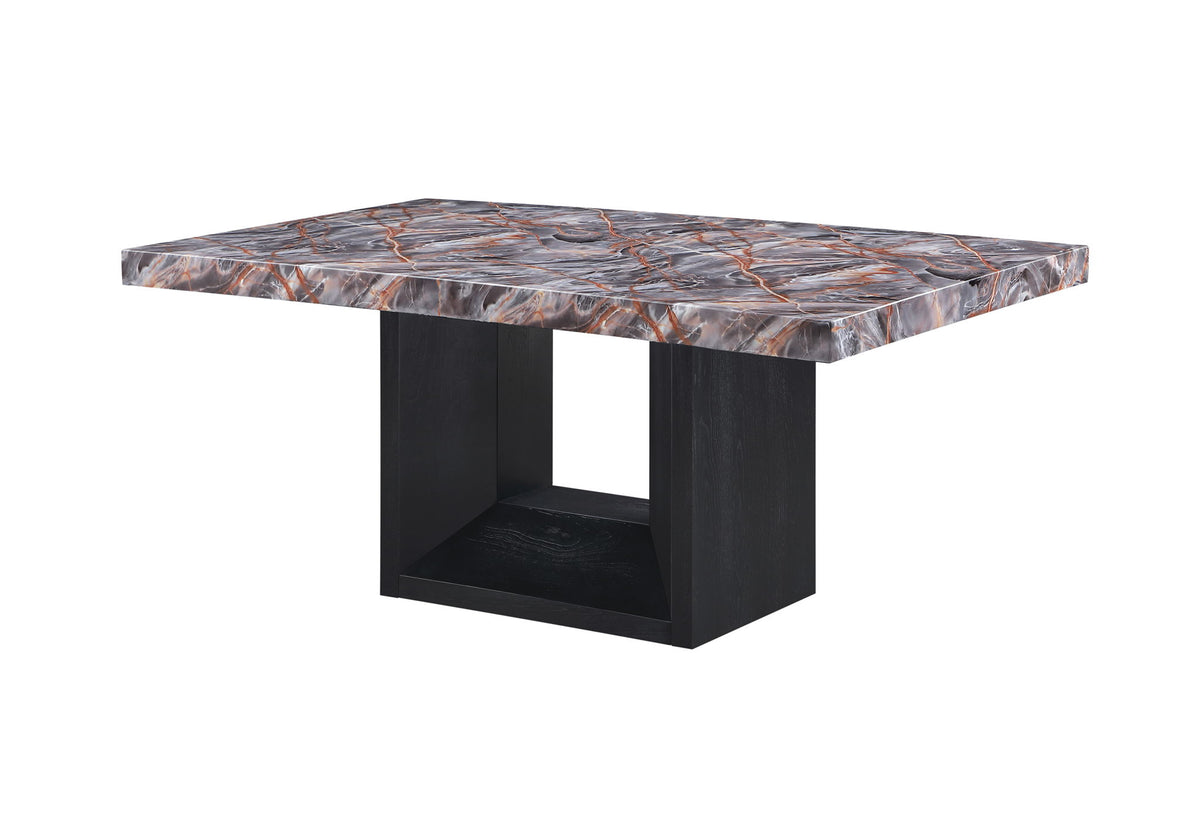 D02 - 5 Piece Dining Room Set (Dining Table, 4 Chairs) - Lava / Black