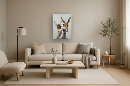 Curious Duo - 30" x 40" Framed Wall Art - Gray