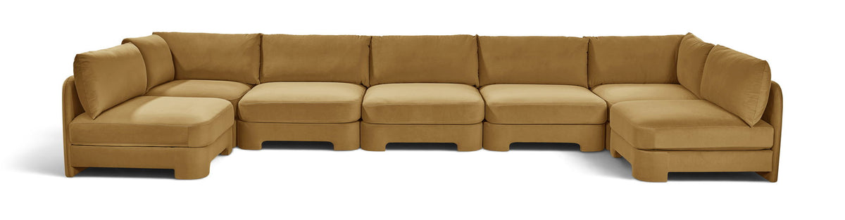 Hammond - Velvet Performance Fabric Upholstered 7 Piece U-Shaped Armless Sectional