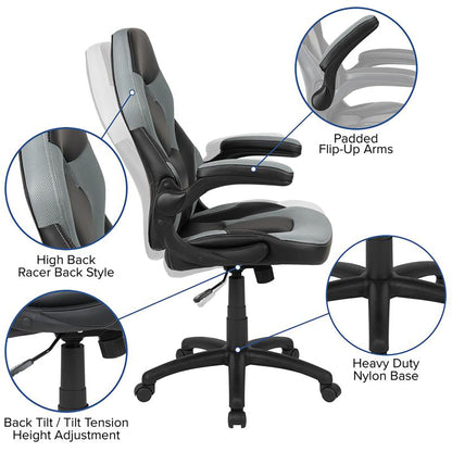 Flash Furniture - 2 Piece Racing Style Gaming Chair And Desk Set - Black / Gray