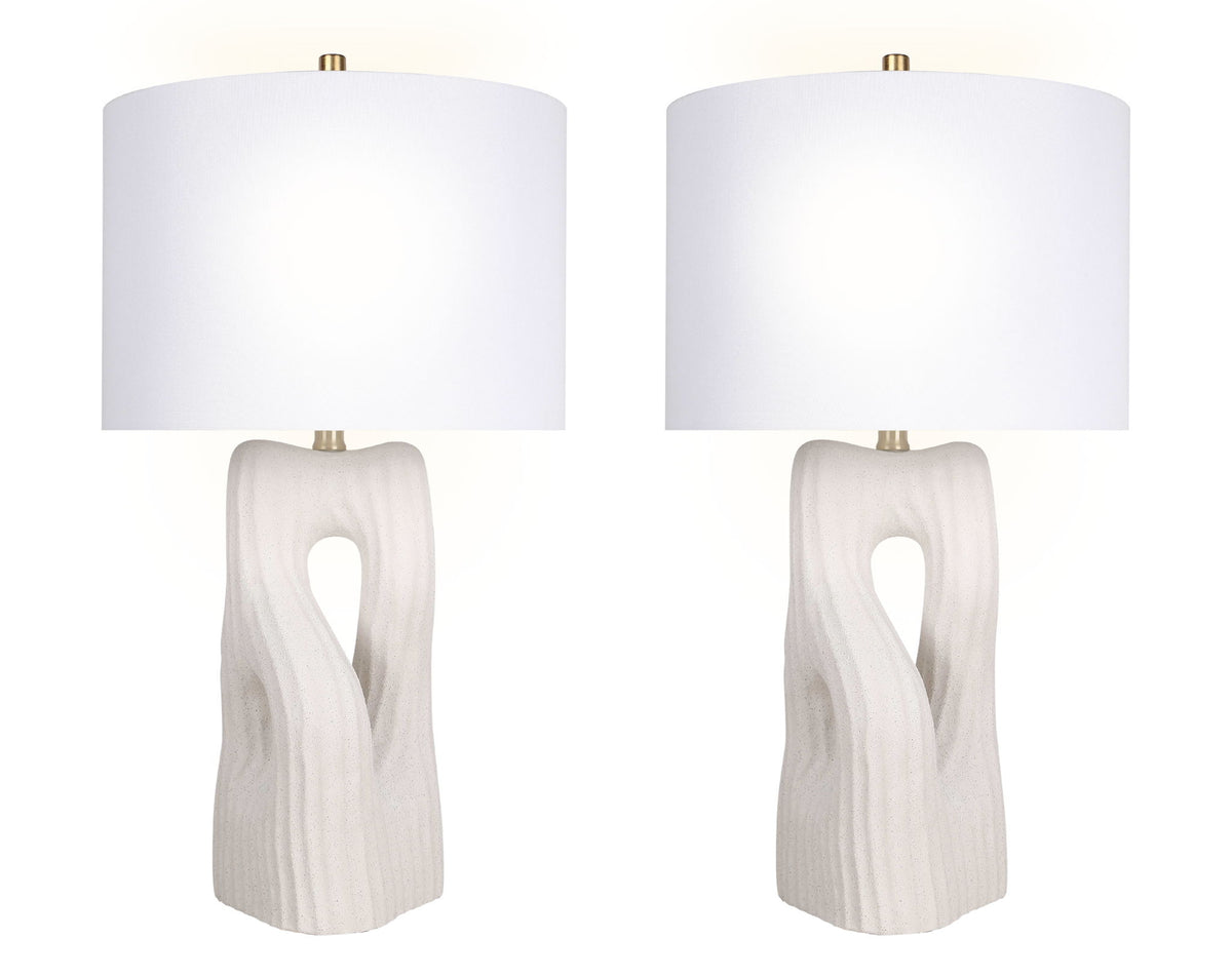 "Eclipse Harmony" Ceramic Table Lamp (Set of 2) - White Rock