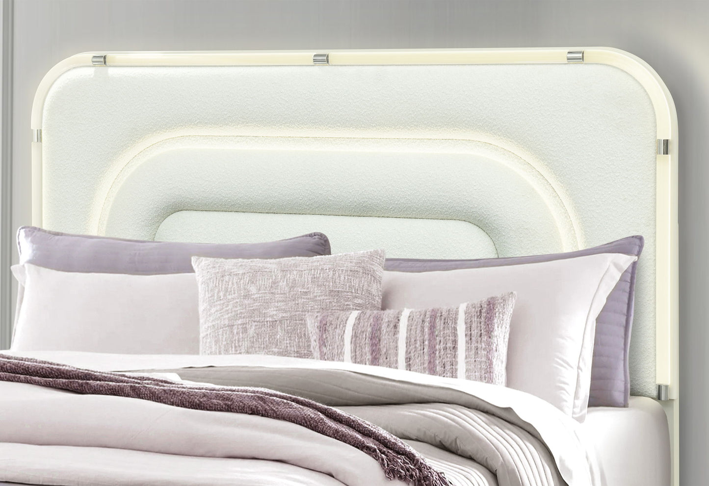 Lyra - King Bed With LED - Beige