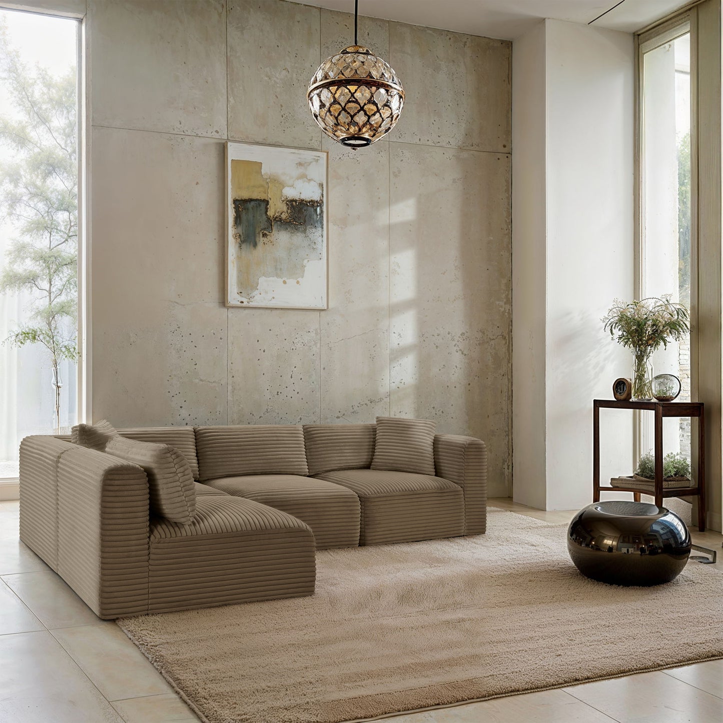 Shaggy - Fabric 4 Piece Modular Sectional