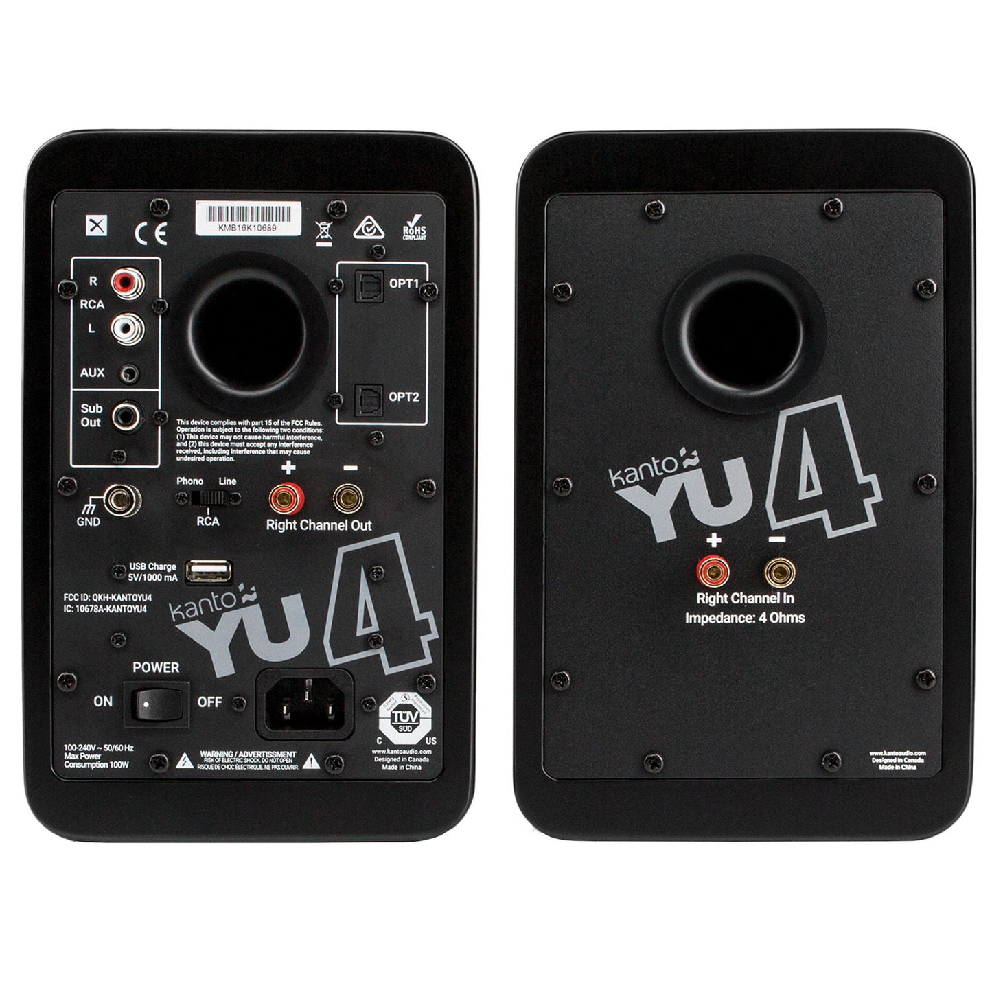 Kanto - YU4 Powered Bookshelf Speakers - Matte Black