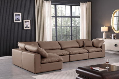 Comfy - 5 Piece Faux Leather Modular Sectional