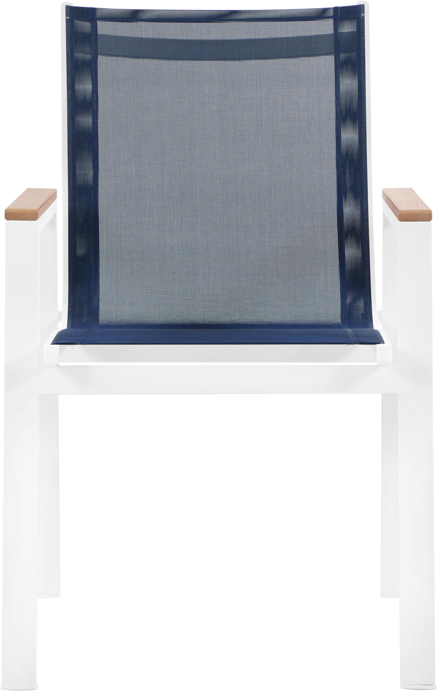 Nizuc - Outdoor Patio Dining Arm Chair With White Frame And Natural Arms (Set of 2)