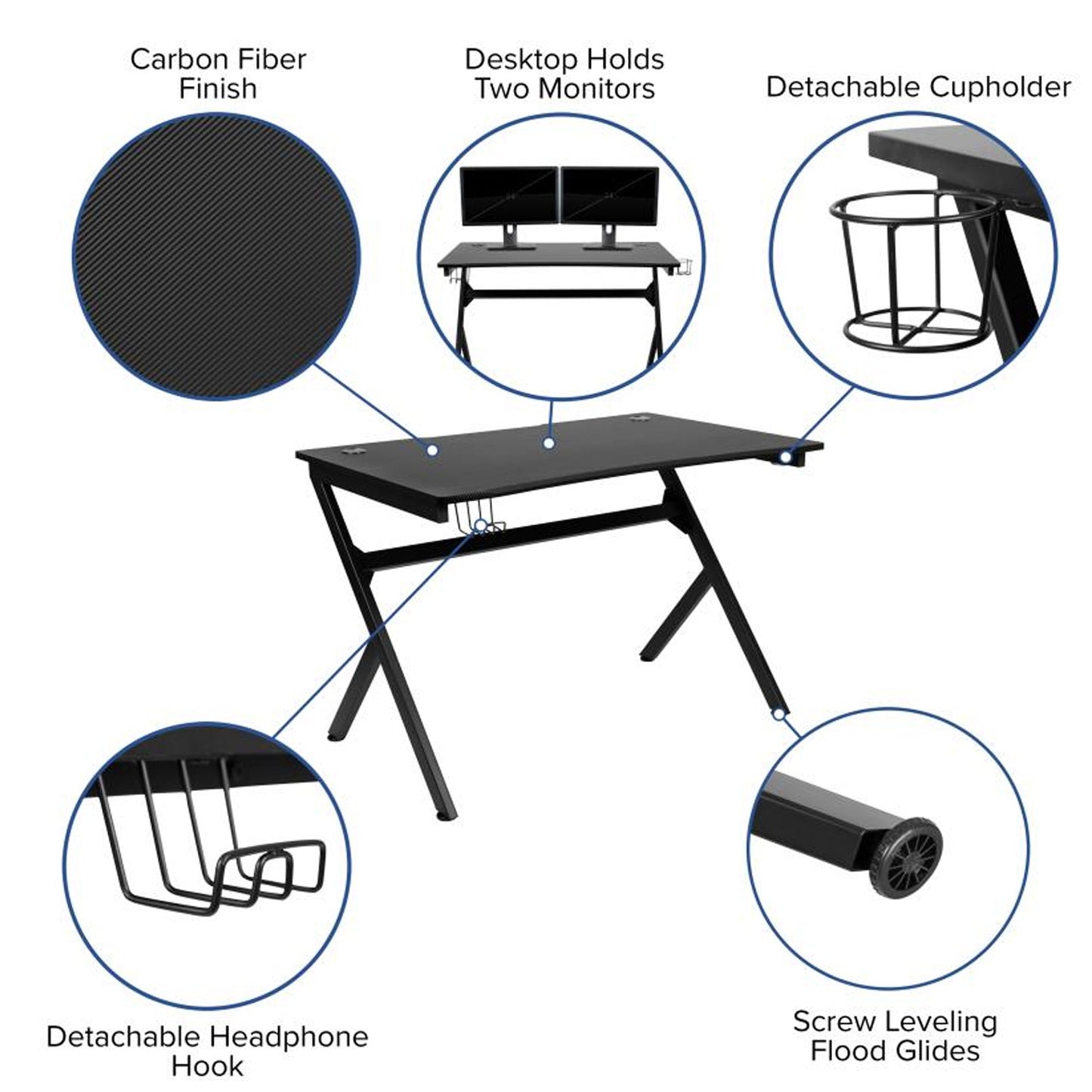 Flash Furniture - 2 Piece Gaming Desk & Chair Set - Black / Red