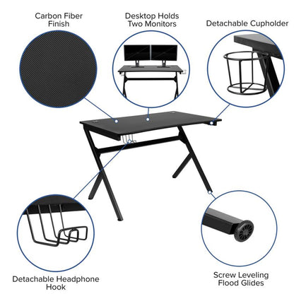 Flash Furniture - 2 Piece Gaming Desk & Chair Set - Black / Red