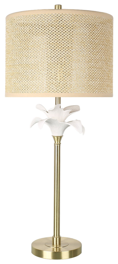 Lily Reverie - 32 X 14 - Metal Table Lamp (Set of 2) - Textured White Ceramic, Soft Gold