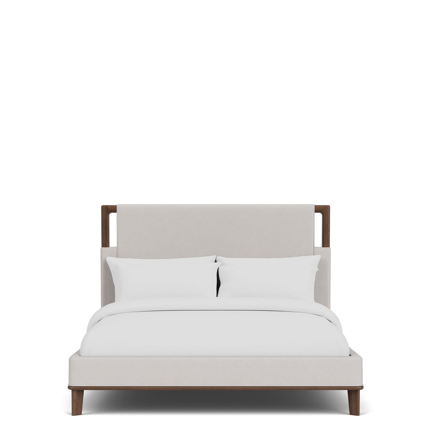 Delia - King Upholstered Bed - Nouveau Walnut / Beige