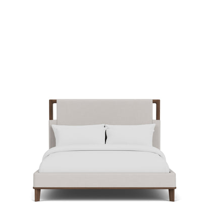 Delia - King Upholstered Bed - Nouveau Walnut / Beige