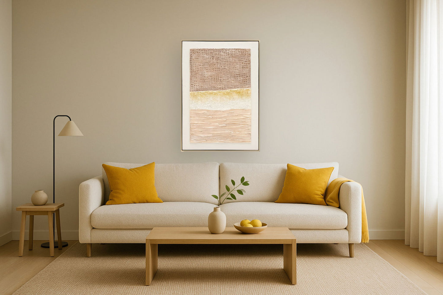 Textured Dune Layers - 28" x 40" Framed Wall Art - Beige