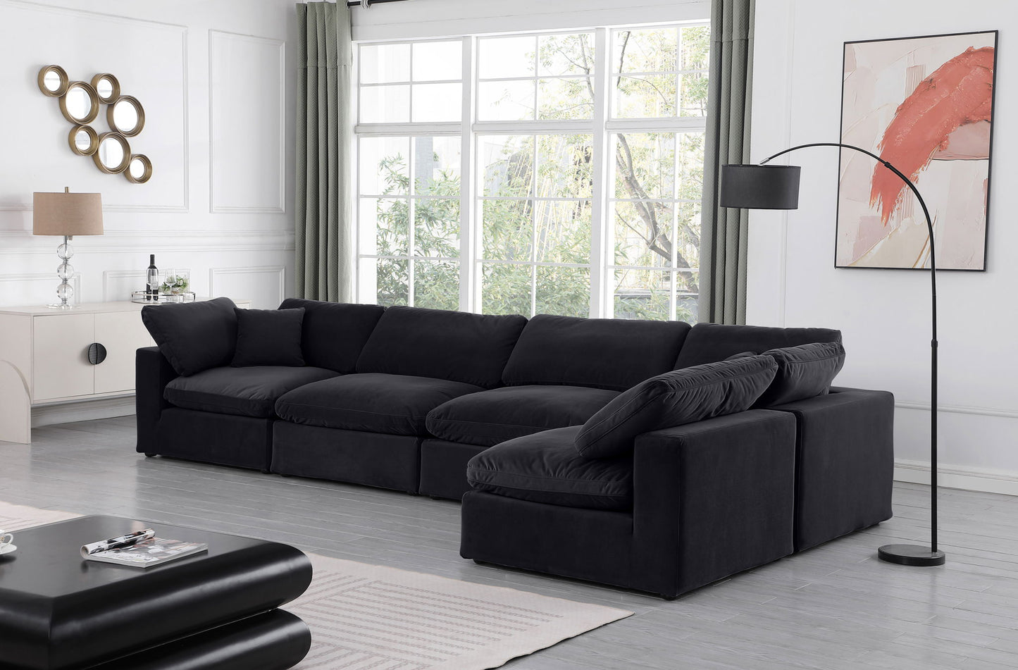 Comfy - 5 Piece Velvet Modular Sectional