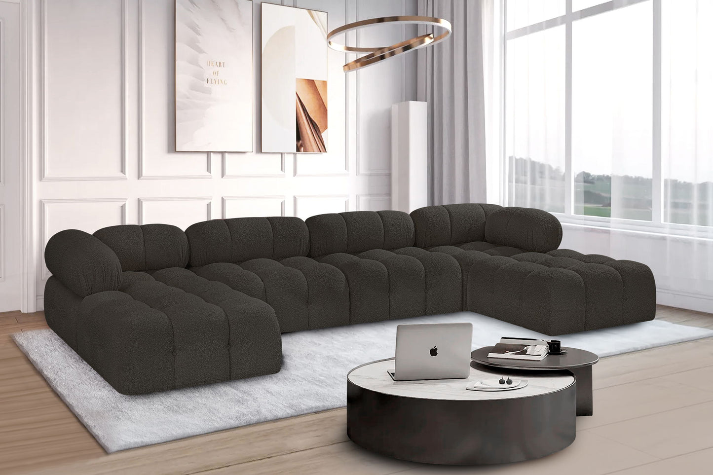 Ames - 6 Piece Fabric Modular U-Shaped Sectional