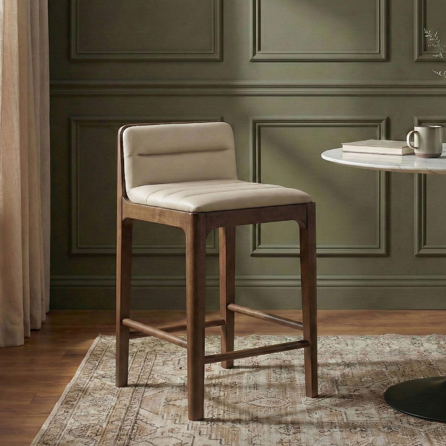 Ellis - Vegan Leather Upholstered Counter Stool (Set of 2) - Brown Base