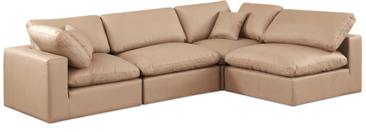 Comfy - 4 Piece Faux Leather Modular Armless Sectional - Tan