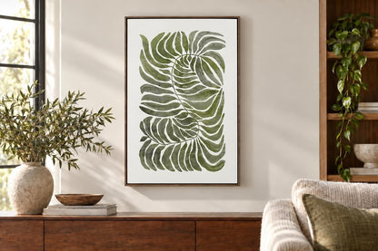 Frond Cadence II - 24 X 35 - Hand-Embellished Canvas In Frame - Green