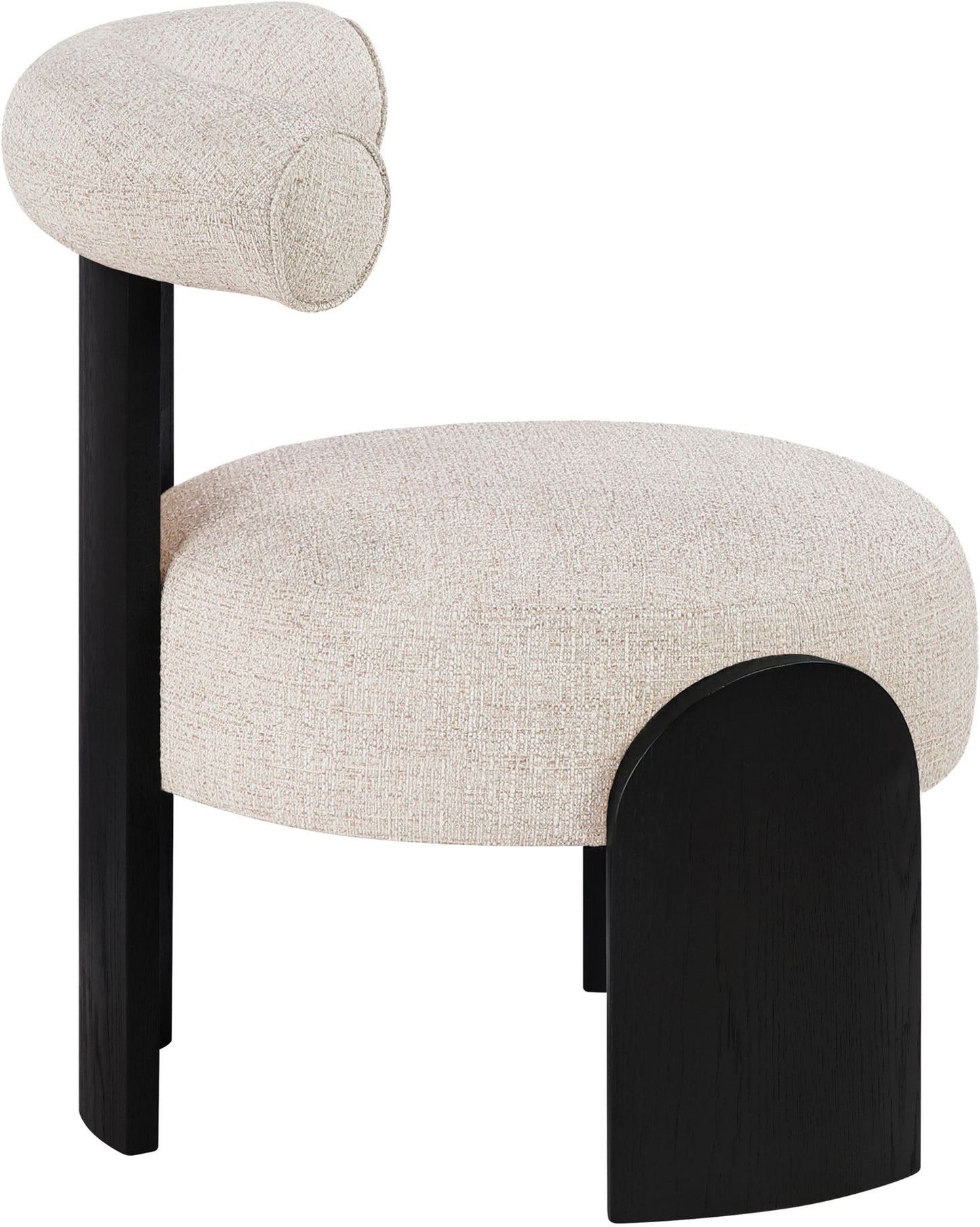 Calder - Linen Textured Fabric Upholstered Accent Chair - Painted Black Base
