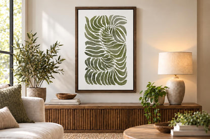Frond Cadence II - 24 X 35 - Hand-Embellished Canvas In Frame - Green