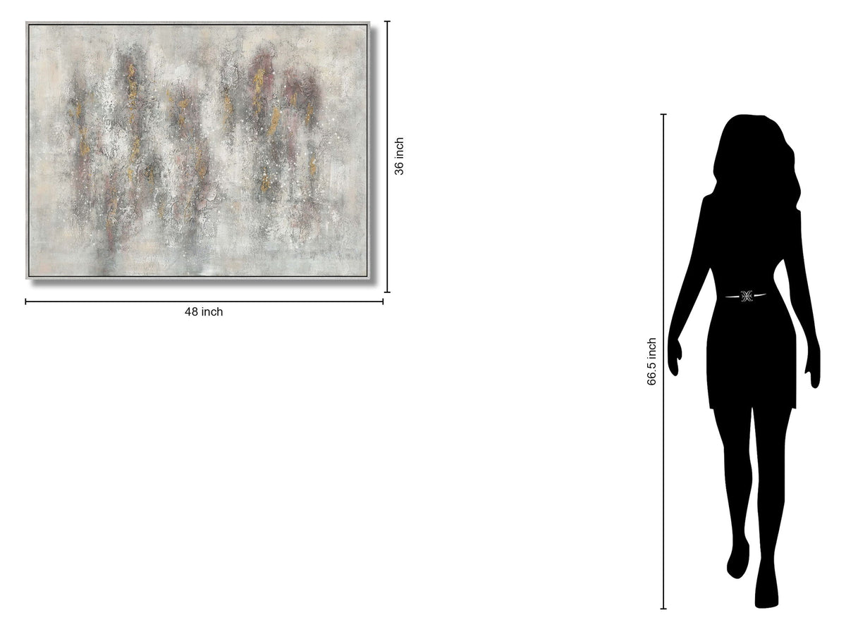 Mist Veil Harmony - 36" x 48" Framed Wall Art - Silver