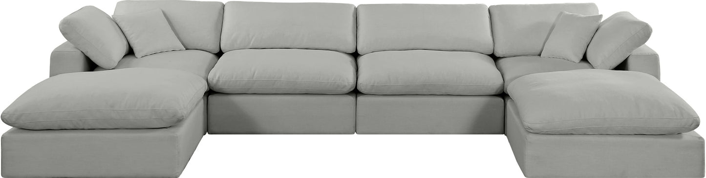 Comfy - 6 Piece Linen Modular Double Chaise Sectional