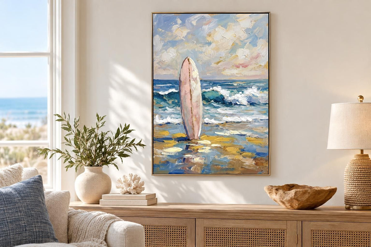 Saltwater Reverie I - 28 X 40 - Hand-Embellished Canvas In Frame - Teal