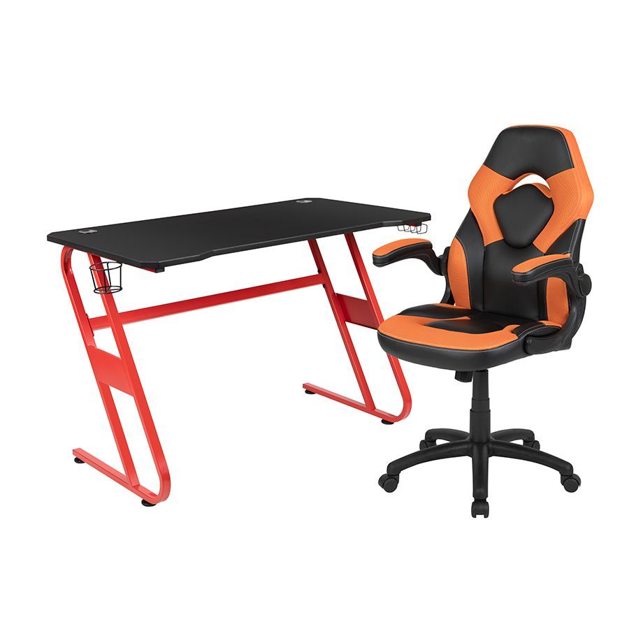 Flash Furniture - 2 Piece Ergonomic Racing Style Gaming - Orange