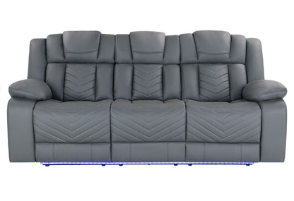 U7068 - 3 Piece Living Room Set (10 Power Reclining Sofa / Power Console Reclining Loveseat / Power Recliner With LED) - Gray
