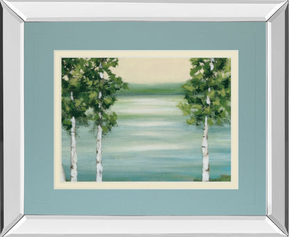 Quiet Lake By Rita Vindeszia - Mirror Framed Print Wall Art - Light Blue