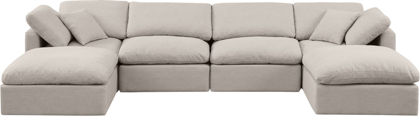 Indulge - Linen 6 Piece Modular Double Chaise Sectional