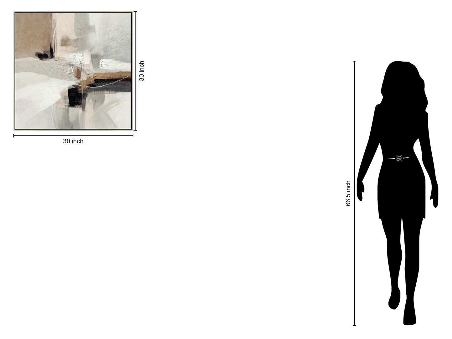 "Earthy Abstraction II" Hand-Embellished Canvas In Frame - Neutral / Beige / Black / White